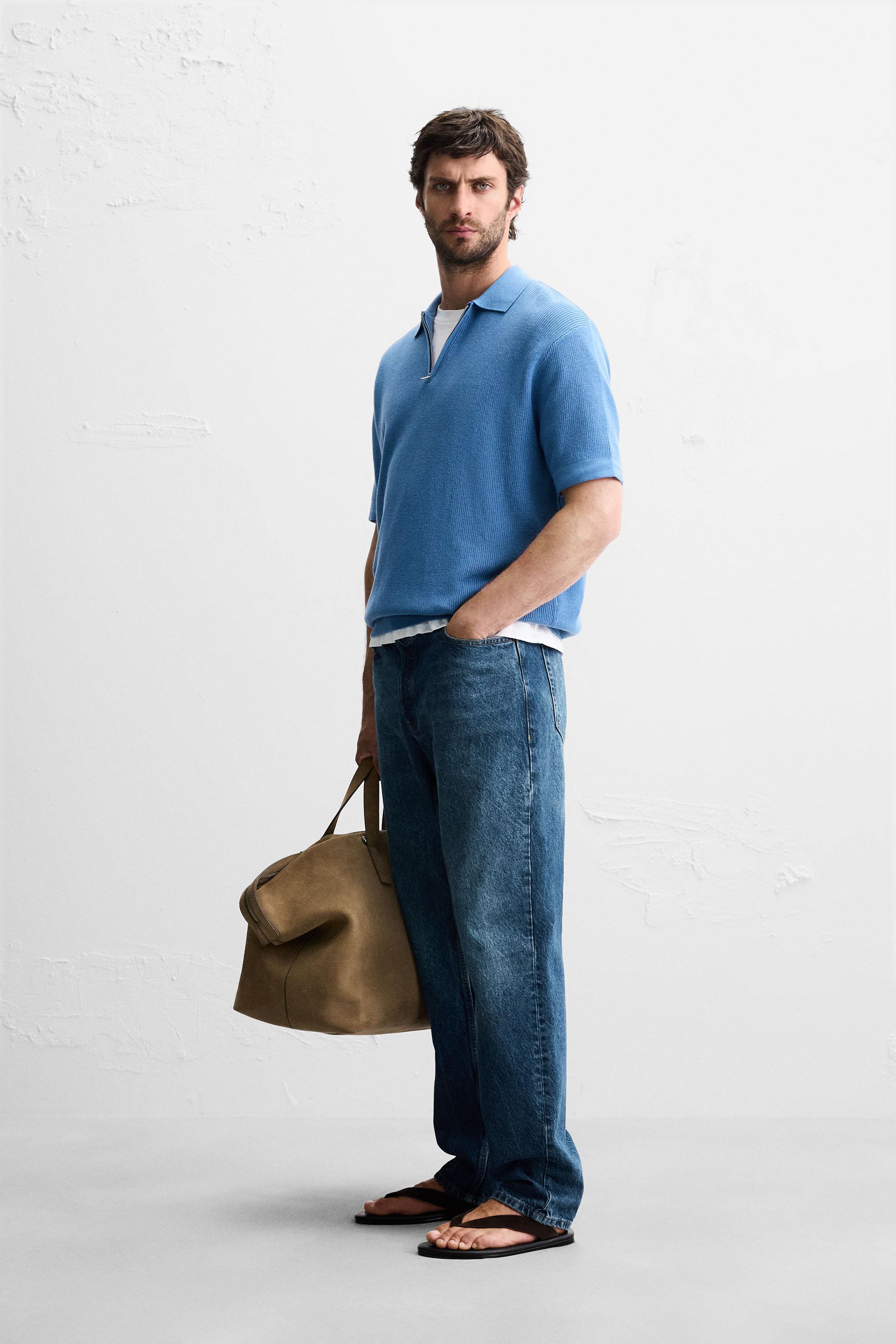 PURL KNIT ZIPPER POLO SHIRT